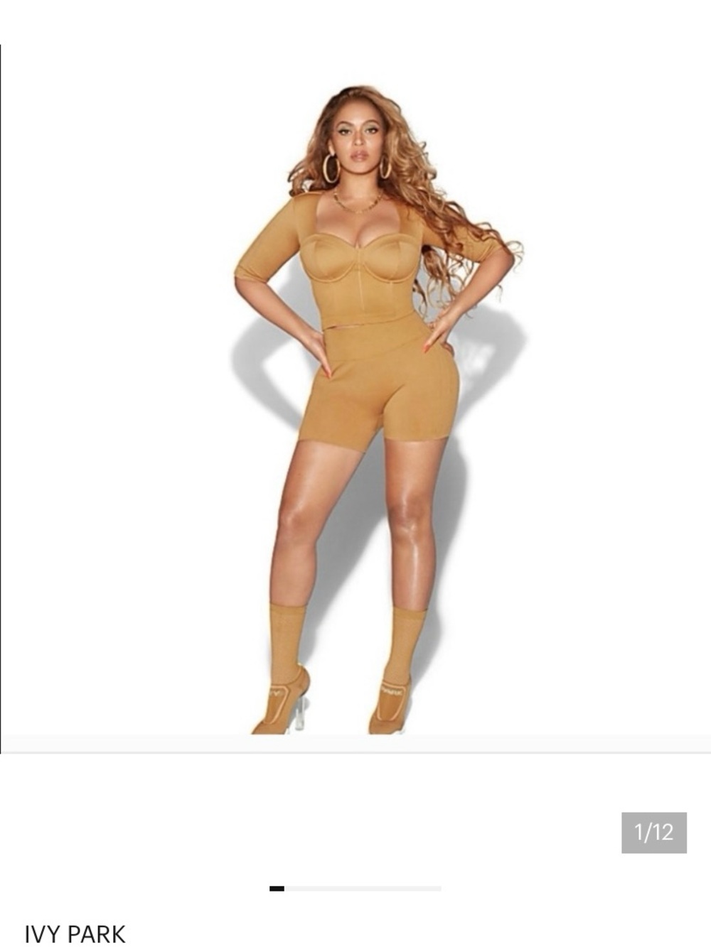 IVY PARK Mustard Sculpted Short Sleeve Romper